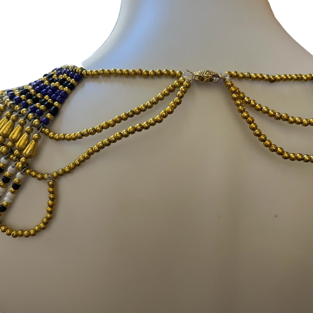 Ancient Egyptian Revival Beaded Scarab Collar
Necklace Handmade Statement Piece - Picture 11 of 13